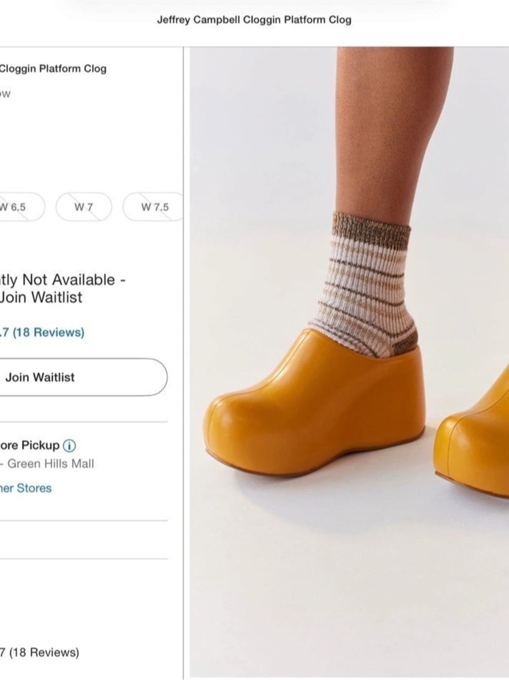 Jeffrey Campbell vegan Cloggin Platform Clog Platform Clogs Yellow US 8 - Picture 5 of 5
